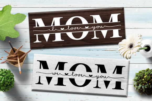 MOM Monogram SVG & PNG Graphics for Print Templates